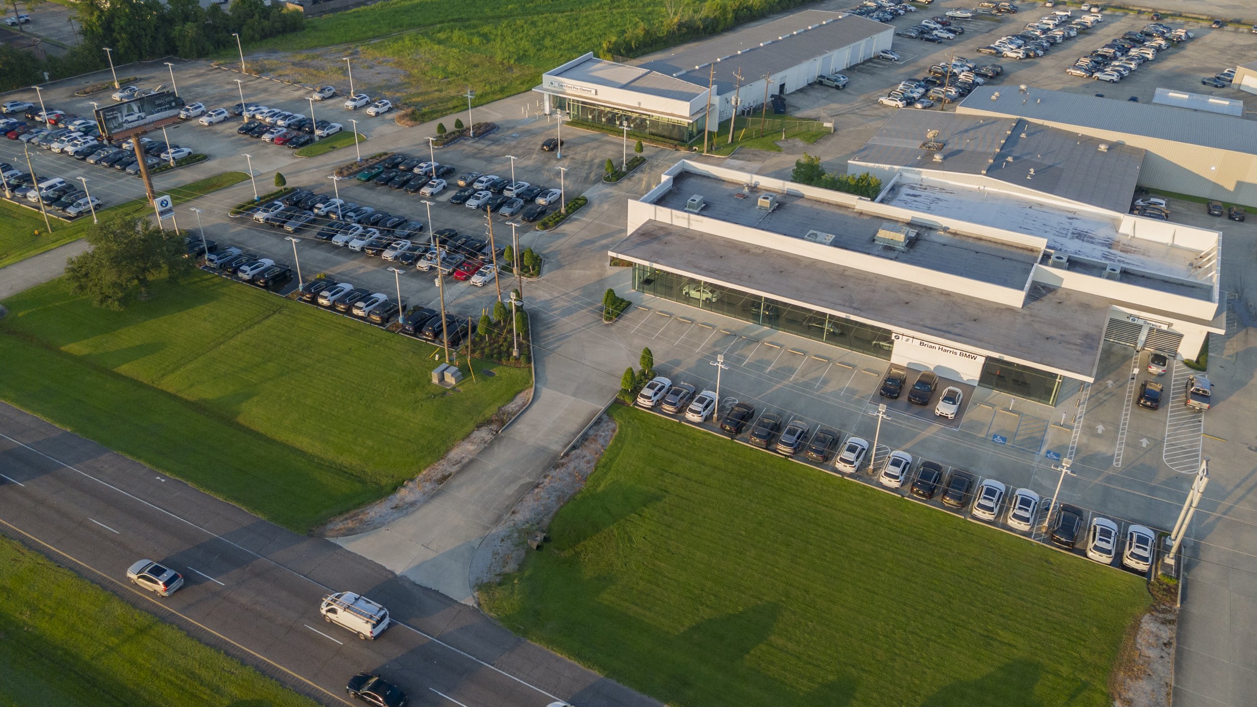 Aerial view of dealership lot